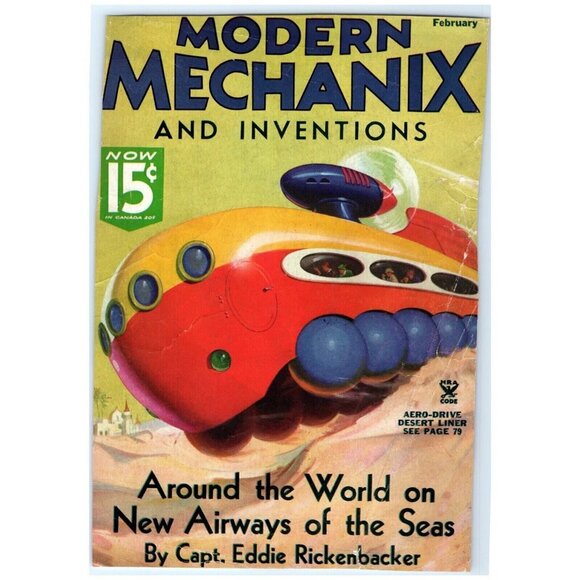 1935 Print Ad Modern Mechanix Mag Cover ONLY Aero-Drive Desert Liner Vehicle FAB - Picture 1 of 3